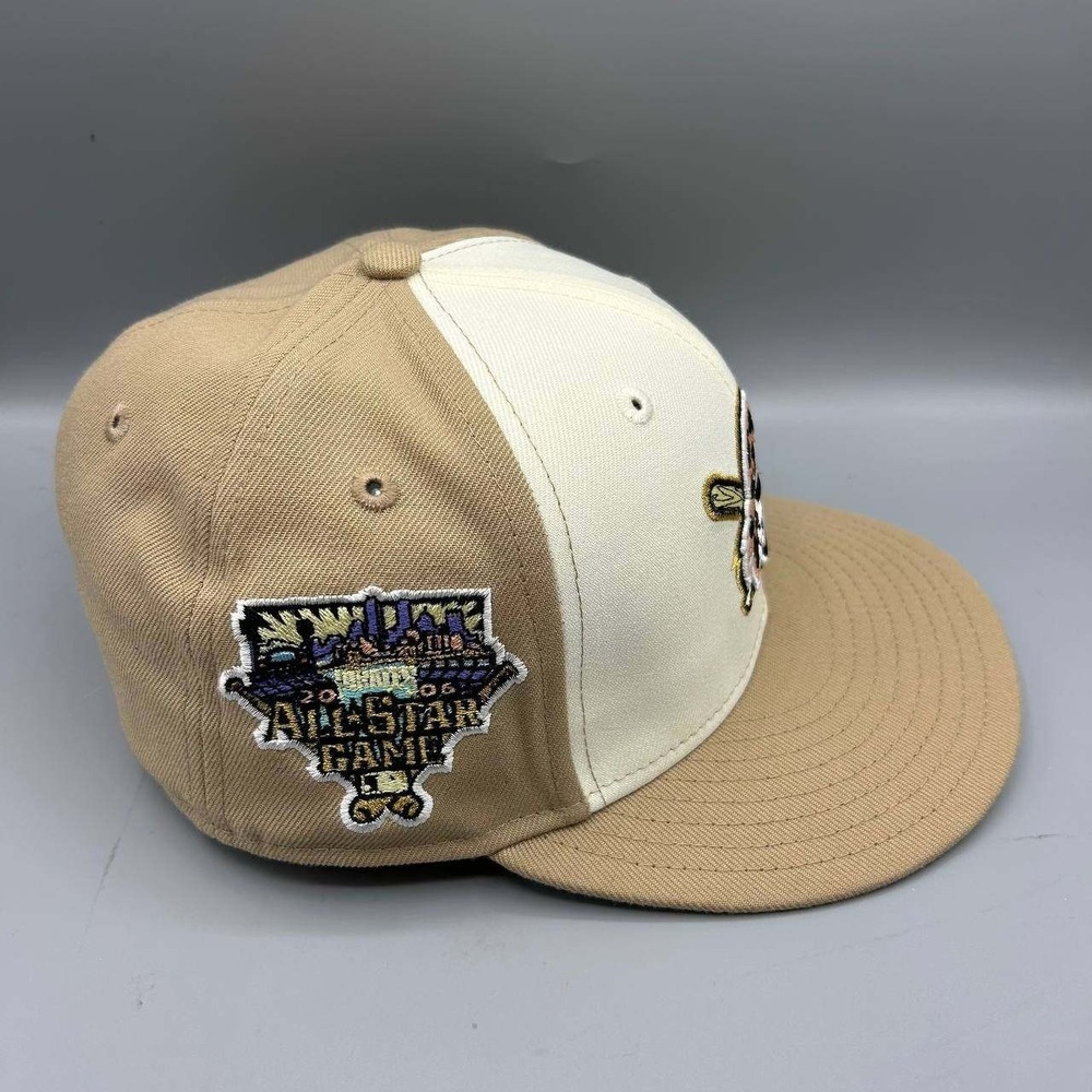 Pittsburgh Pirates Hat Men 7 3/8 Beige White 59Fifty New Era MLB Fitted Cap